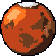 Pixel art of Mars at its closest
